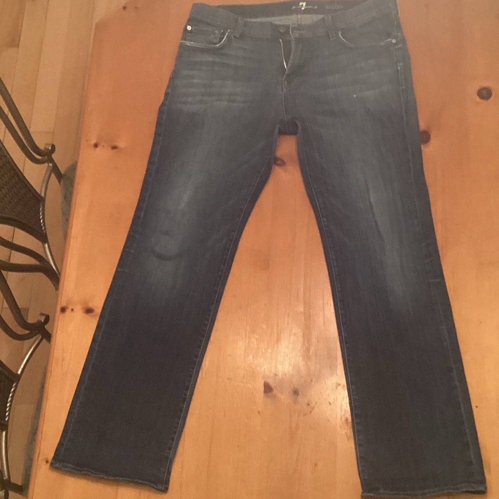 7 For All Mankind Men's Dark Blue Straight Jeans